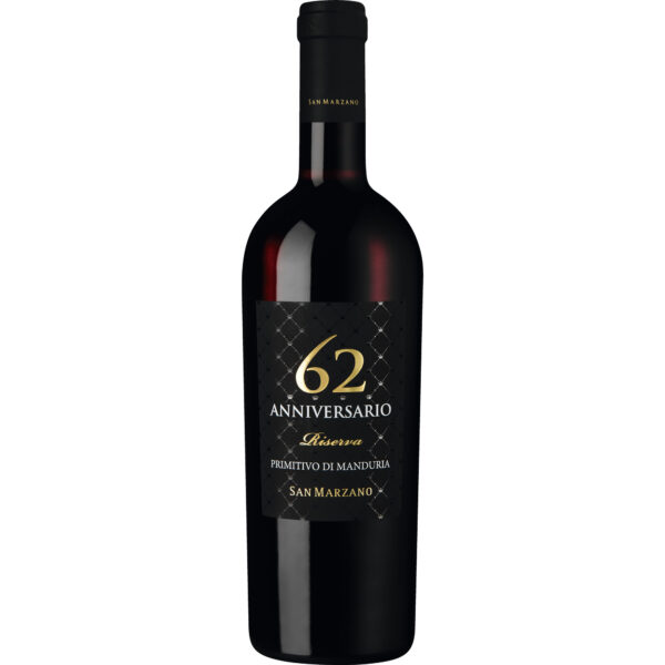 Anniversario 62 Primitivo di Manduria Riserva, Primitivo di Manduria DOC, Apulien, 2020, Rotwein