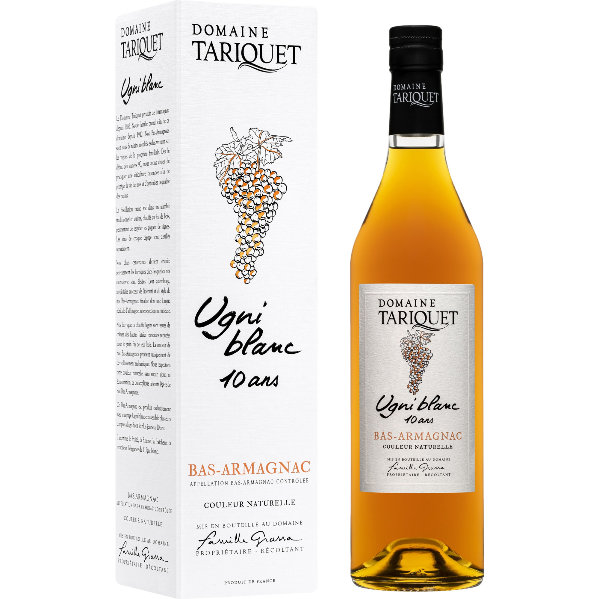 Armagnac Domaine Tariquet Ugni blanc 10 Ans, Armagnac AC, 0,7 L, 49,5% Vol, Südwestfrankreich, Spirituosen
