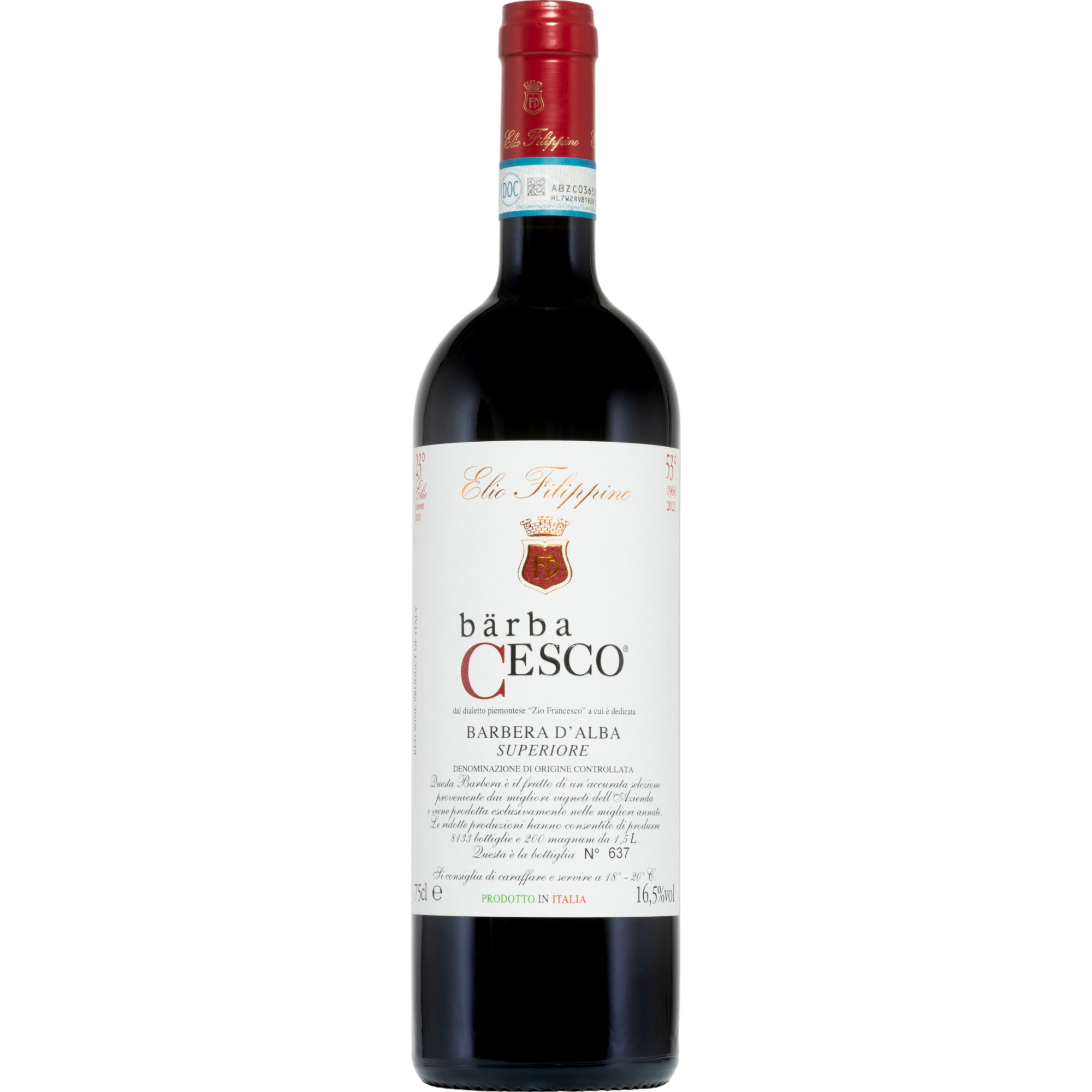 Bärba Cesco Barbera d' Alba Superiore, Barbera d'Alba DOC, Piemont, 2021, Rotwein