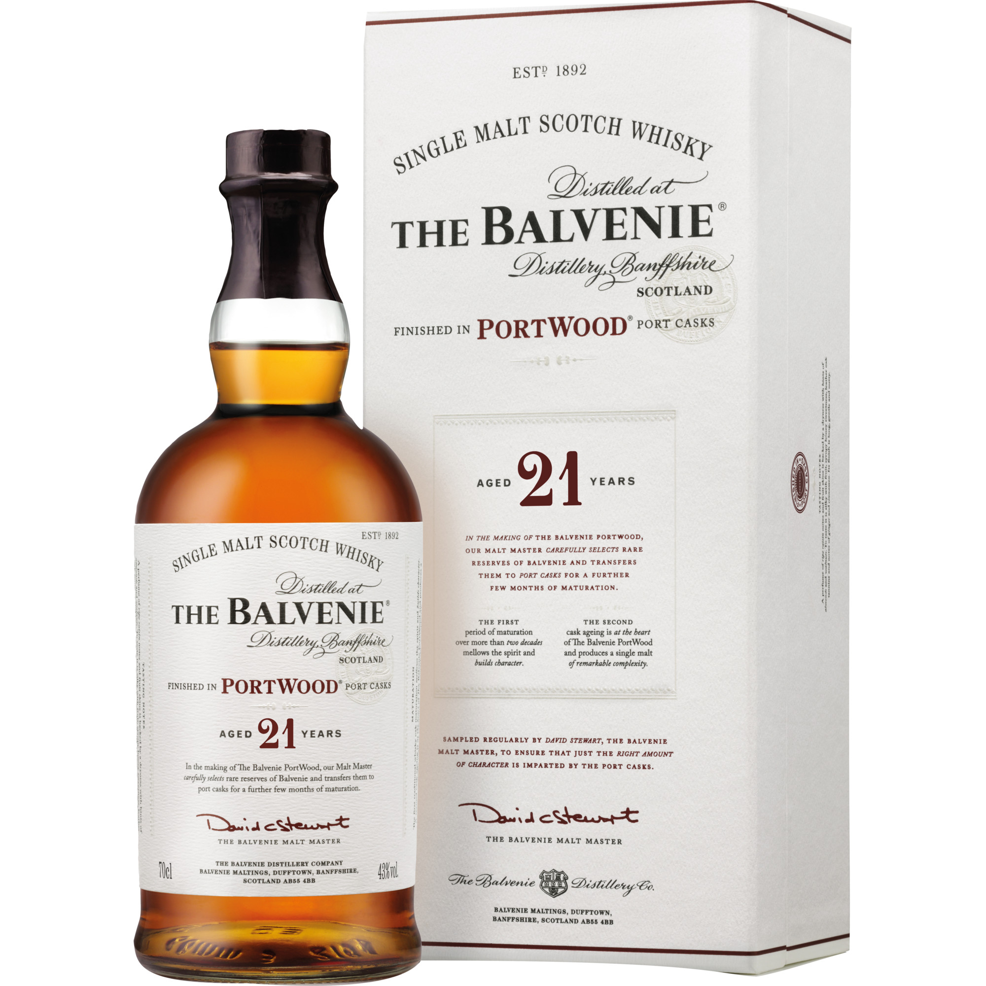 Balvenie 21 Year Old Portwood Single Malt Whisky, 0,7L, 40,0% Vol., Schottland, Spirituosen