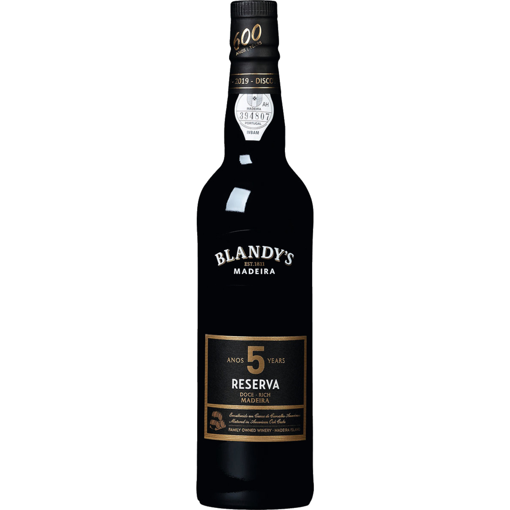 Blandy's 5 Years Old Rich Reserva, Madeira DOC, 19 % Vol., 0,5 L, Madeira, Spirituosen