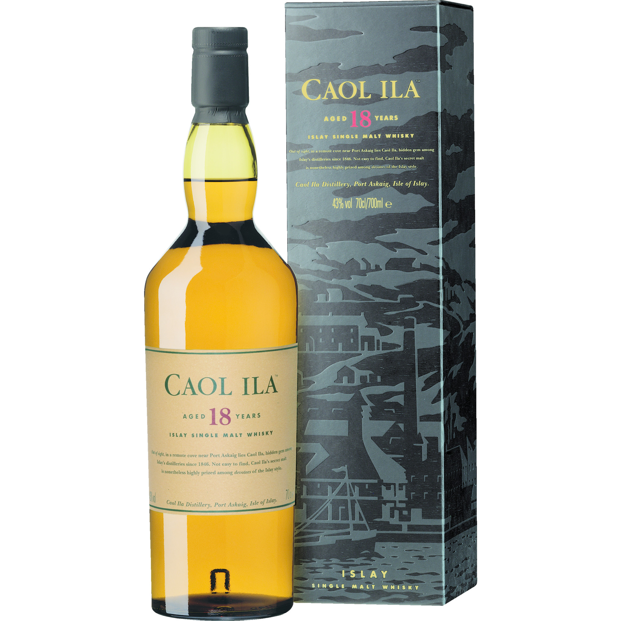 Caol Ila 18 Years Isle of Islay Single Malt Whisky, Scotch, 0,7 L, 43% Vol., Schottland, Spirituosen