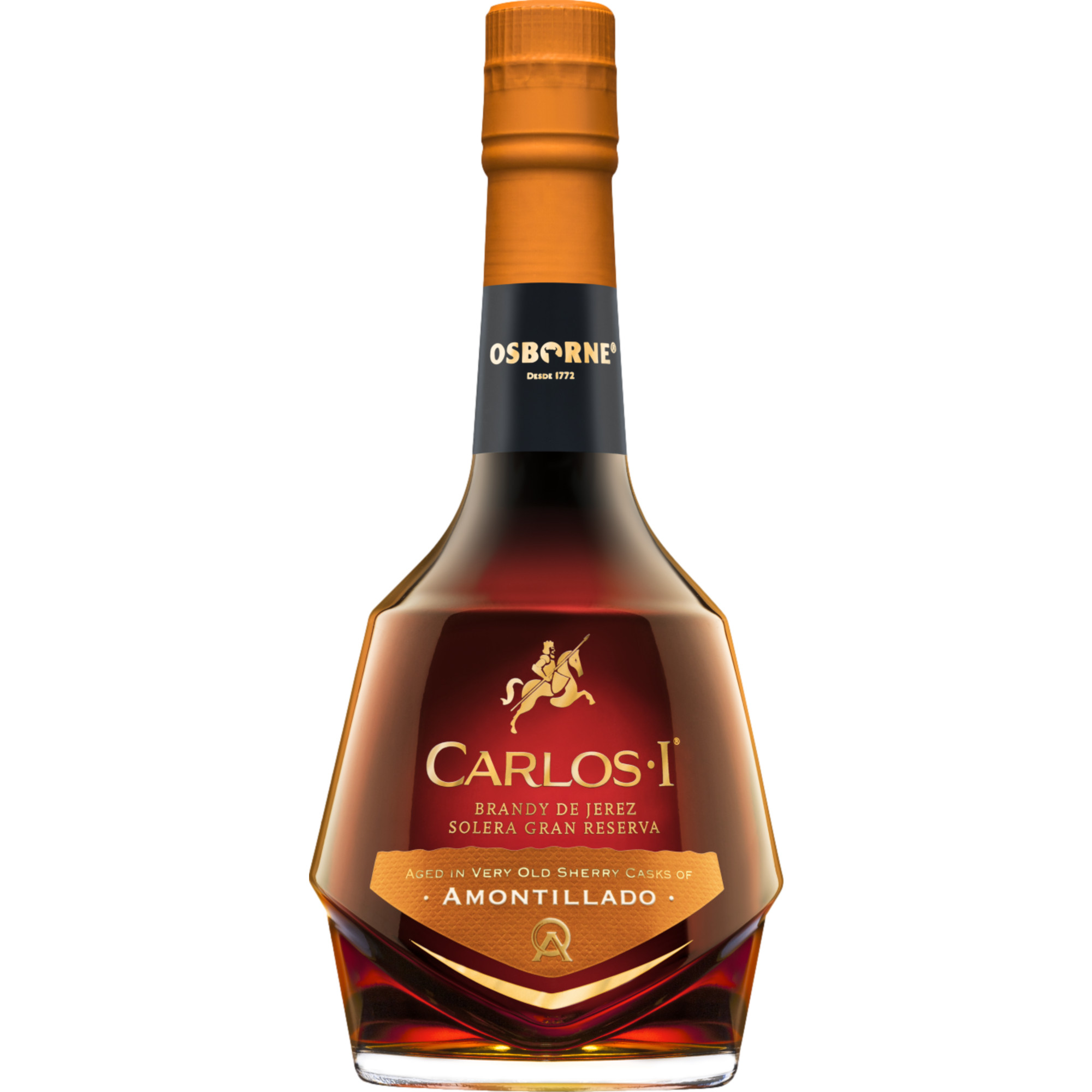 Carlos I Amontillado Brandy de Jerez Gran Reserva, Jerez-Xérès-Sherry DO, 0,7 L, 40,3% Vol., Sherry/Jerez, Spirituosen