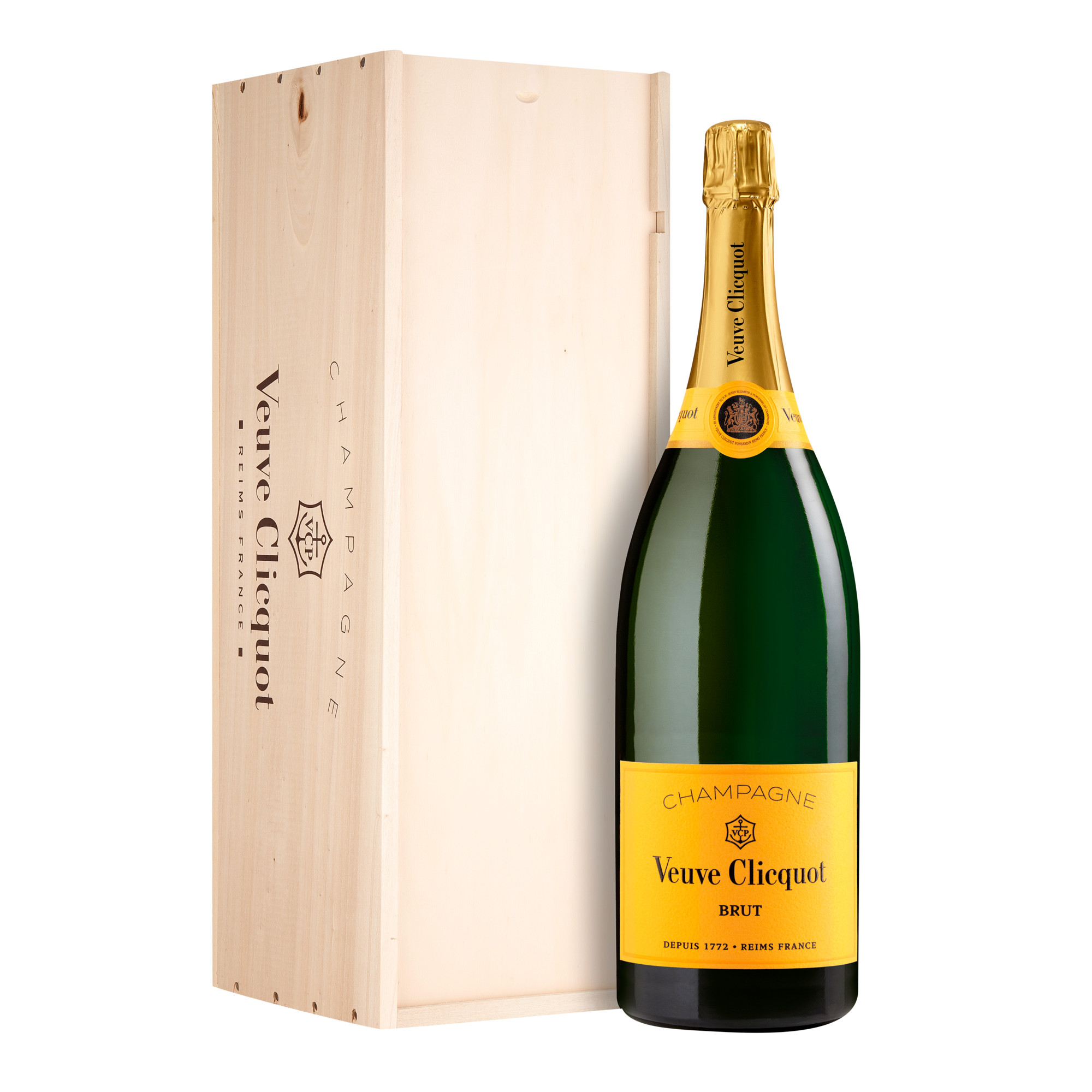 Champagne Veuve Clicquot Yellow Label, Brut, Champagne AC, Jeroboam, Einzelholzkiste, Champagne, Schaumwein