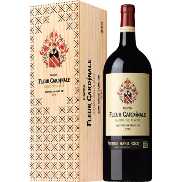 Château Fleur Cardinale Edition Hard Rock, Saint-Emilion Grand Cru AOP, Magnum, Holzkiste, Bordeaux, 2018, Rotwein