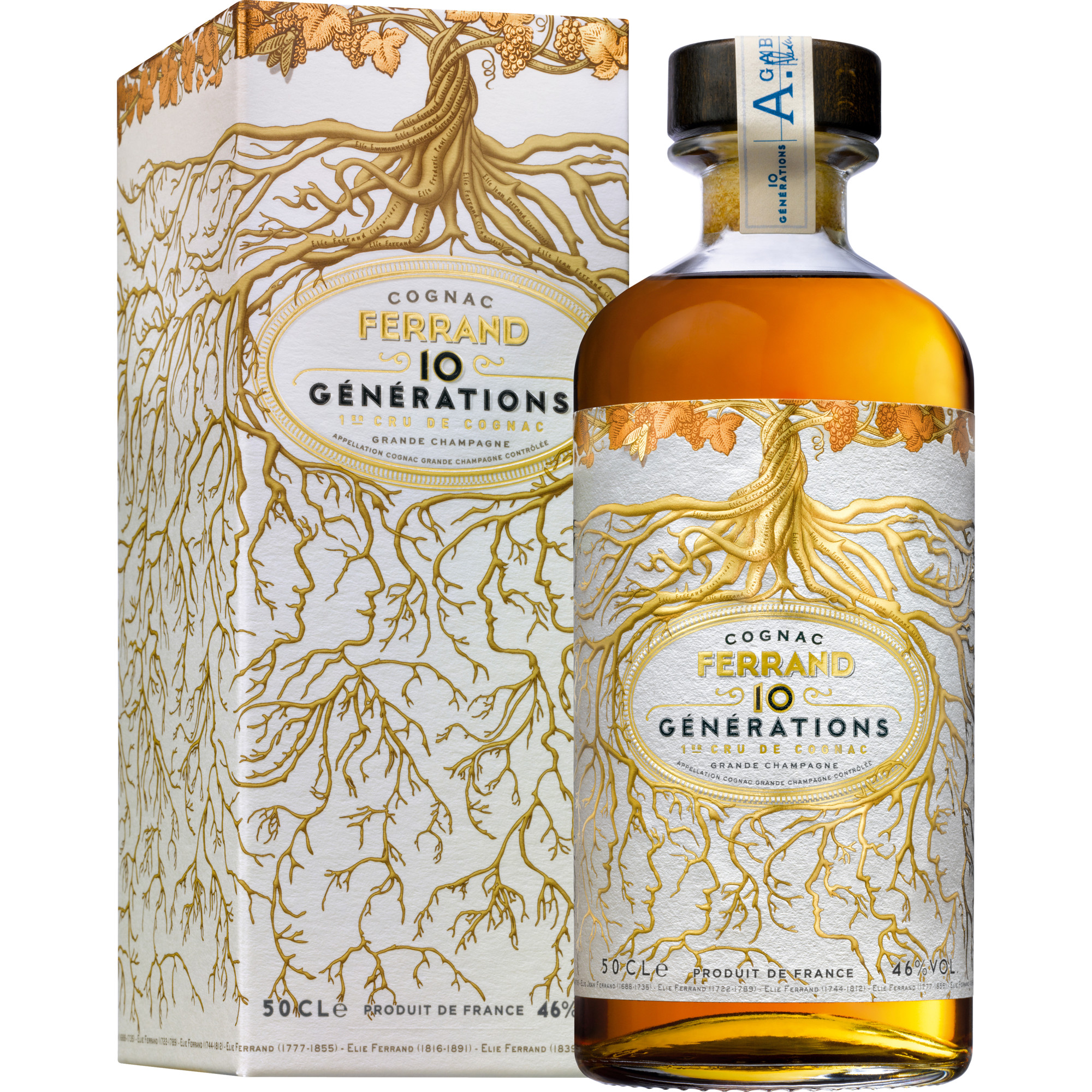 Cognac Pierre Ferrand 10 Générations, 1er Cru Grande Champagne, 0,5 L, 46% Vol., in Etui, Cognac, Spirituosen