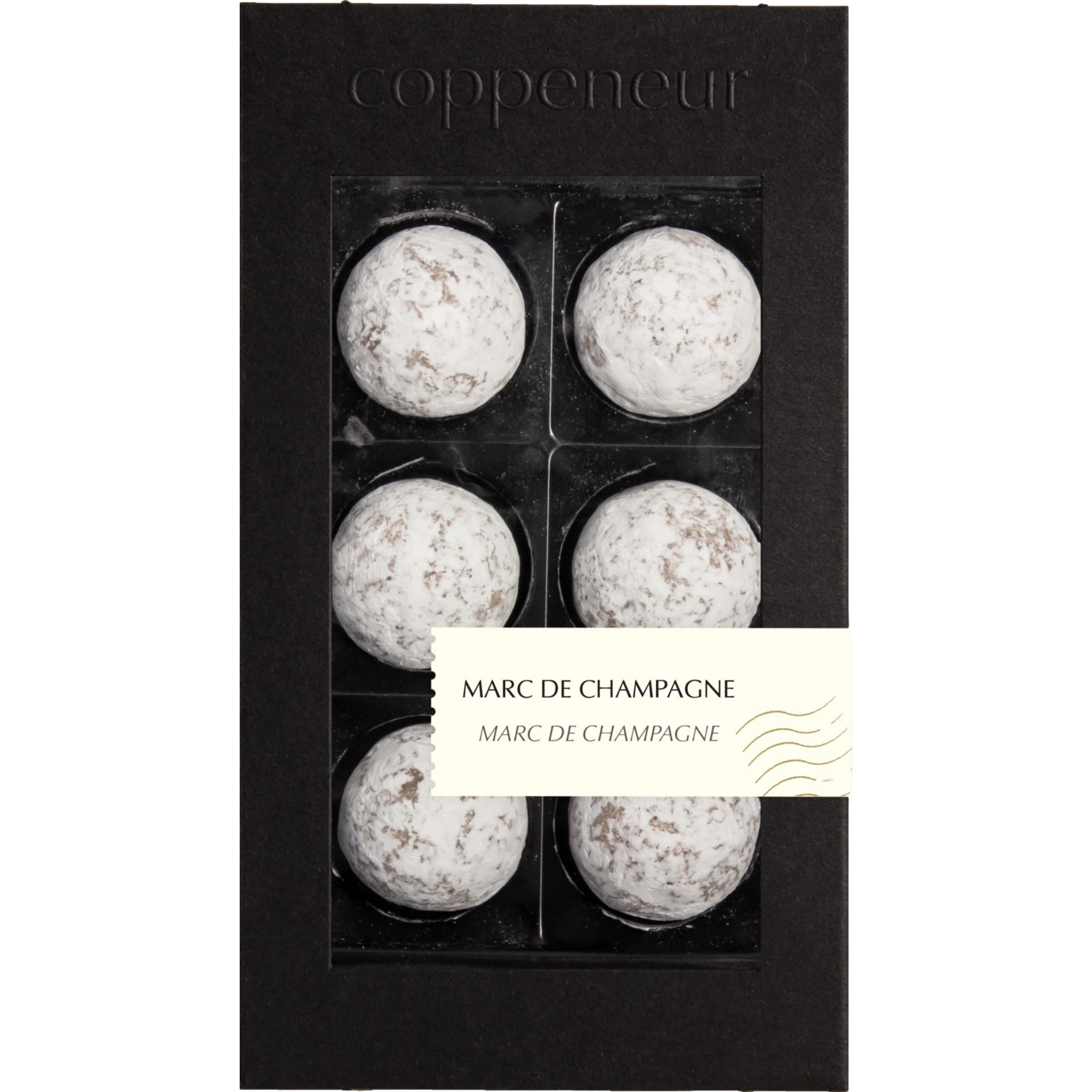 Coppeneur 6er Sélection Marc de Champagne, 6 alkoholhaltige Marc de Champagne Pralinen, 68 g, Food