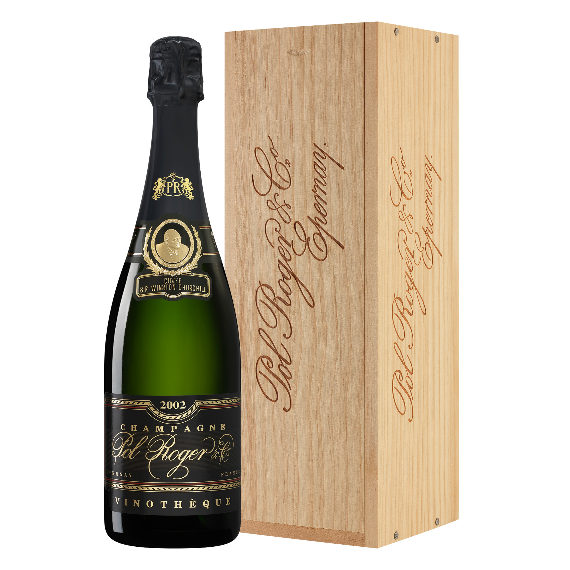 Cuvée Sir Winston Churchill Vinothèque, Brut, Champagne AC, in Holzkiste, Champagne, 2002, Schaumwein