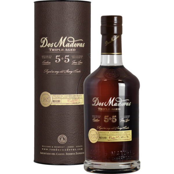 Dos Maderas Rum PX 5+5, Tripple Aged 0,7 L, 40% Vol., Spirituosen