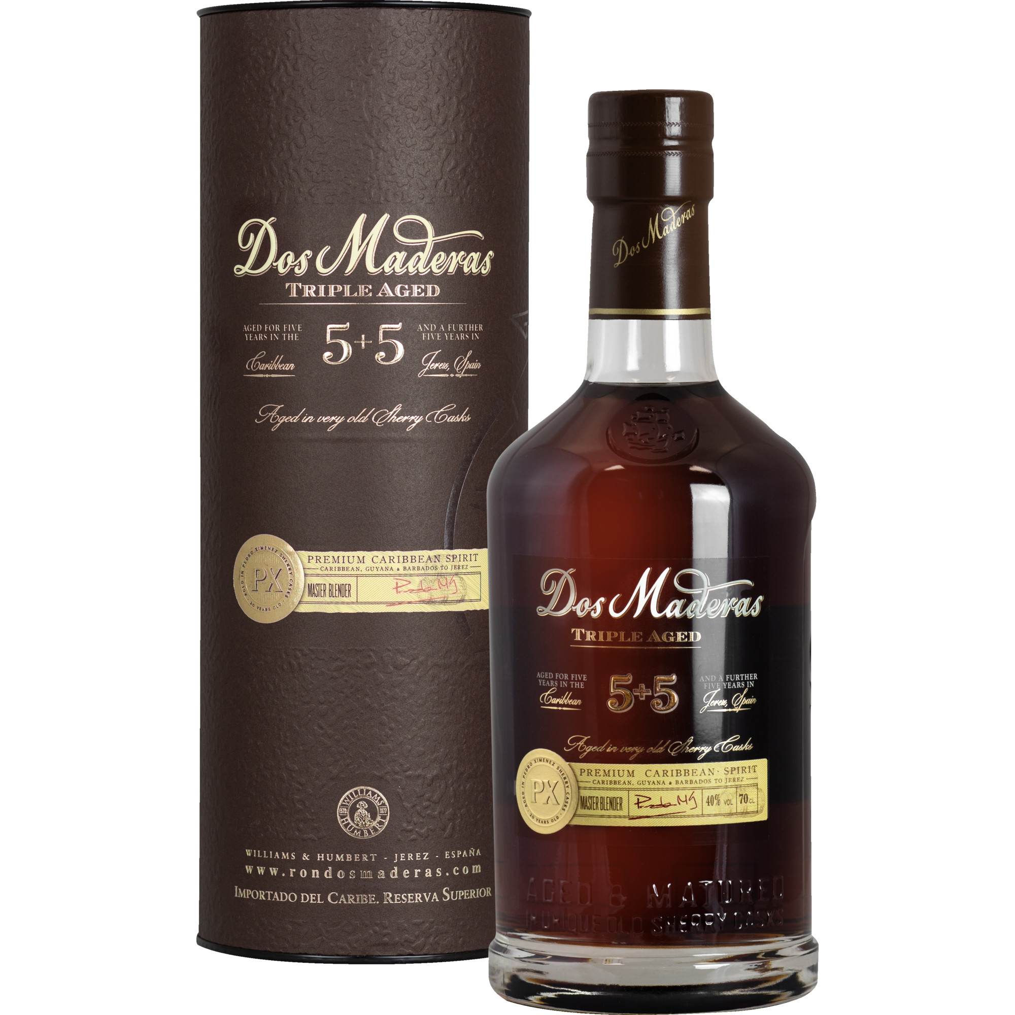 Dos Maderas Rum PX 5+5, Tripple Aged 0,7 L, 40% Vol., Spirituosen