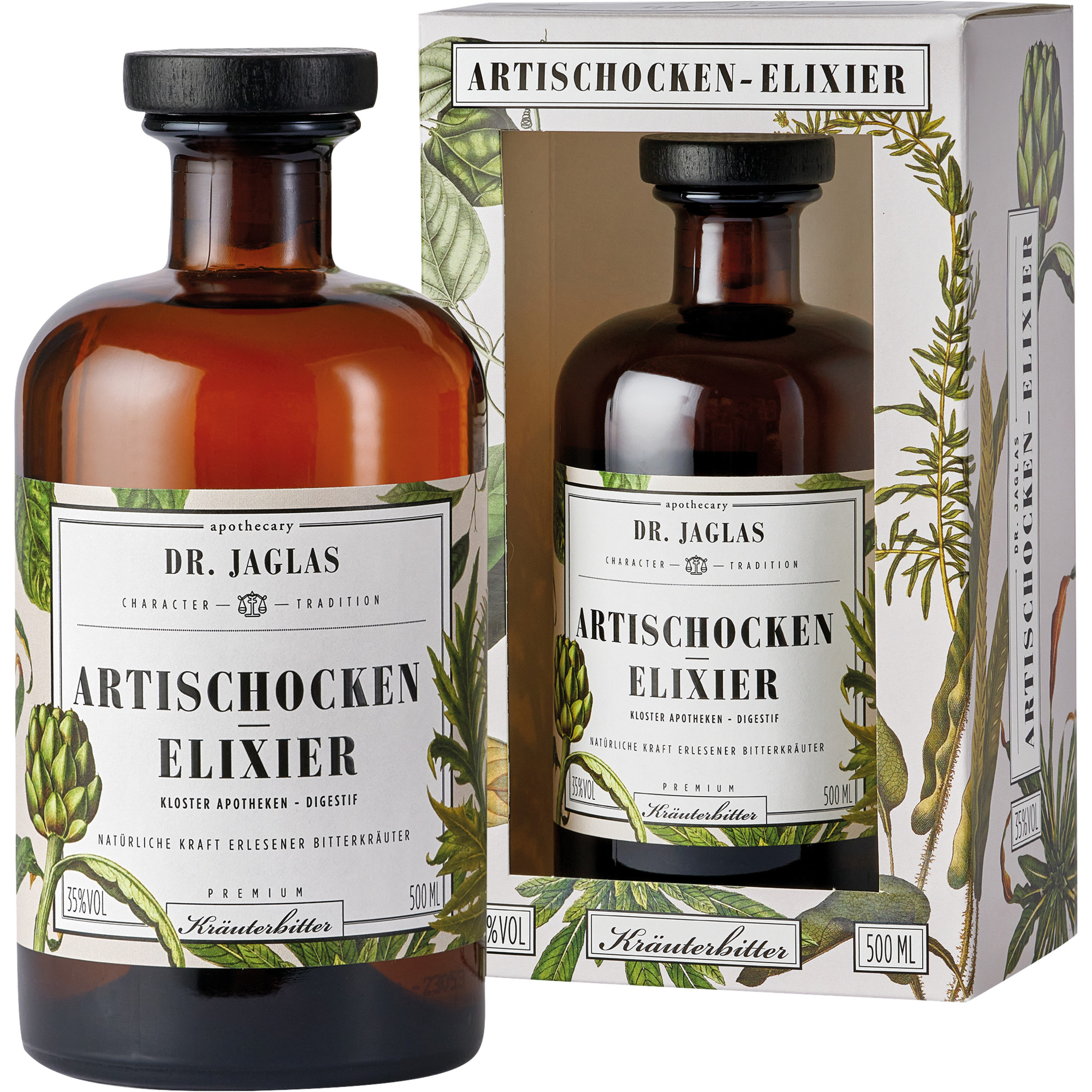 Dr. Jaglas Artischocken Elixier, Kräuterbitter 35 % vol. 0,5 L, Spirituosen