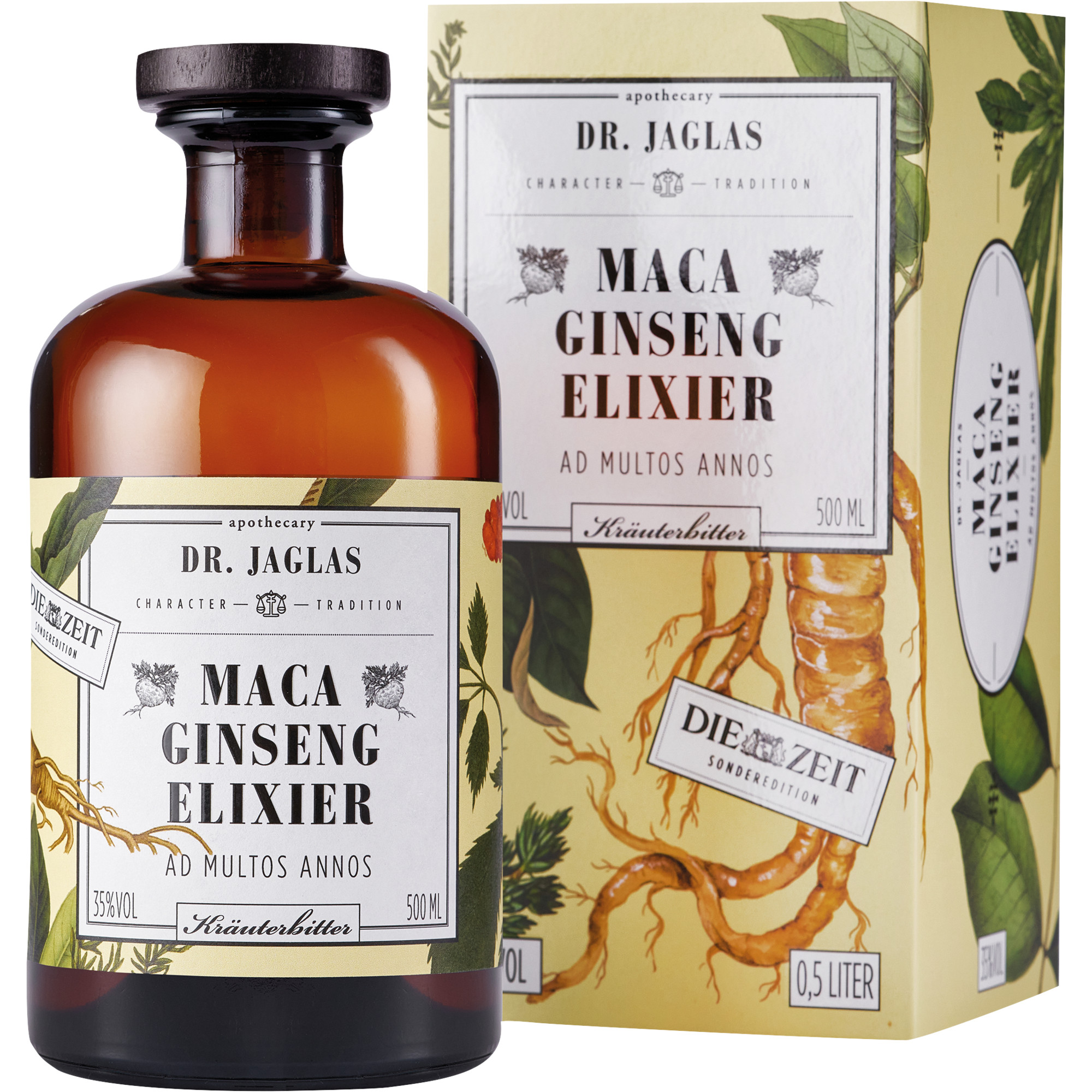 Dr. Jaglas Maca Ginseng Elixier, Kräuterbitter 35 % vol. 0,5 L, Spirituosen