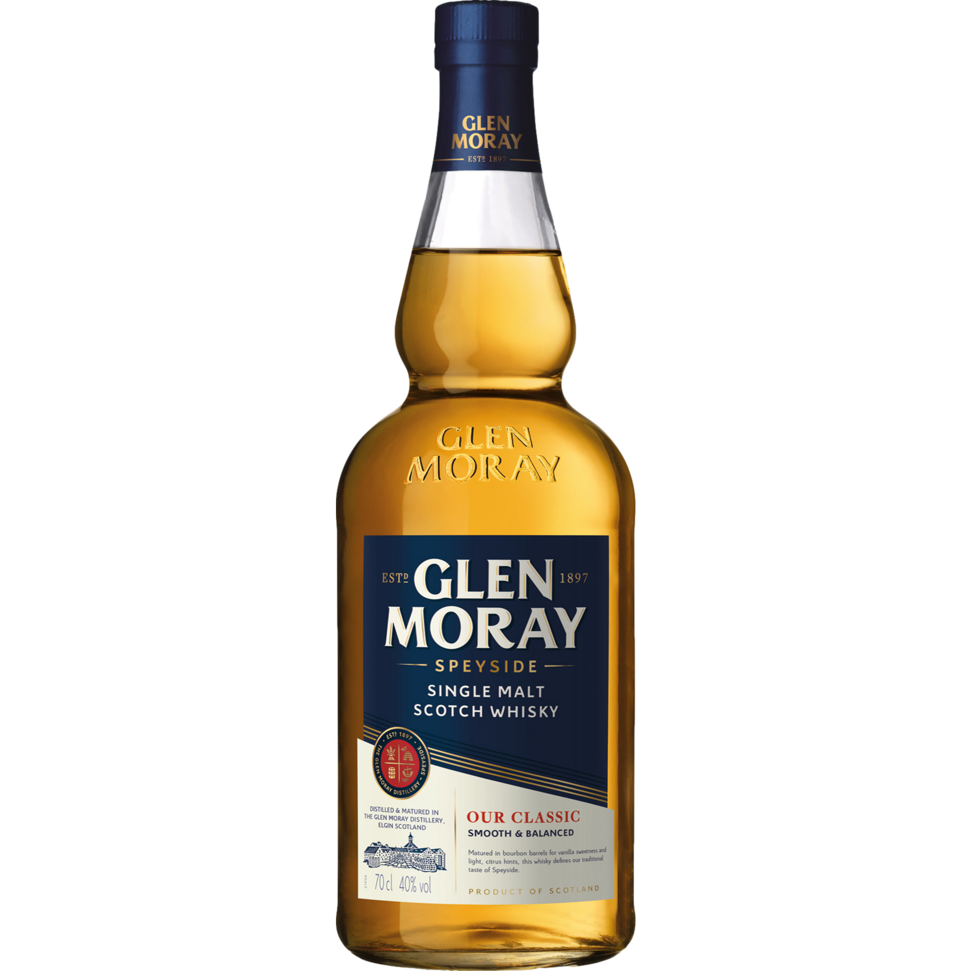 Glen Moray Classic Speyside Single Malt, Scotch Whisky, 0,7 L, 40% Vol., Spirituosen