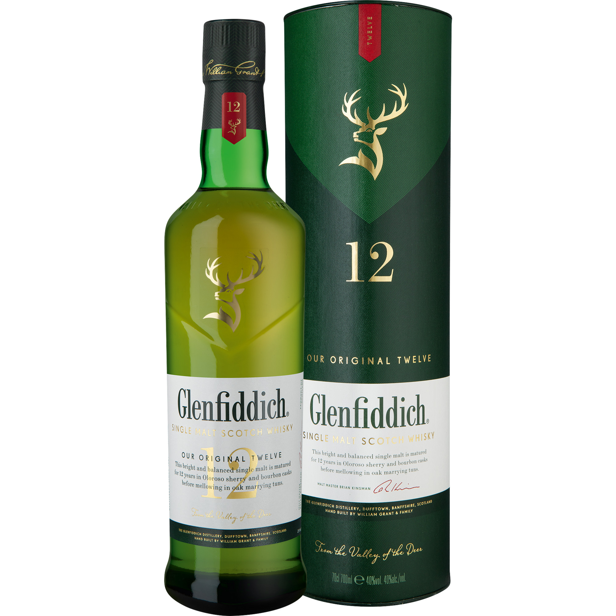 Glenfiddich 12 Years Single Malt Whisky, 0,7 L, 40% Vol., Schottland, Spirituosen
