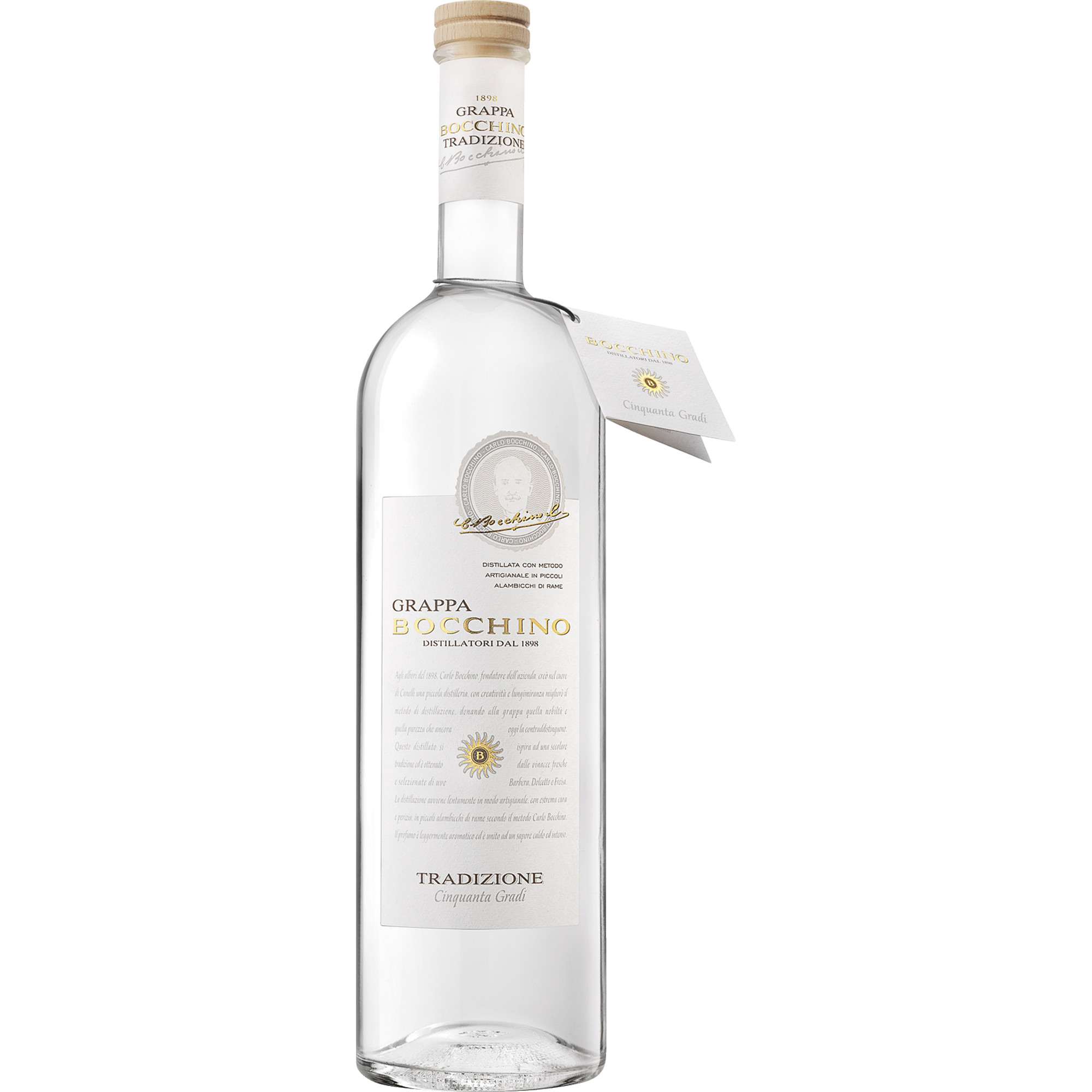 Grappa Bocchino Tradizione No.50, 1,0 L, 50% vol, Piemont, Spirituosen