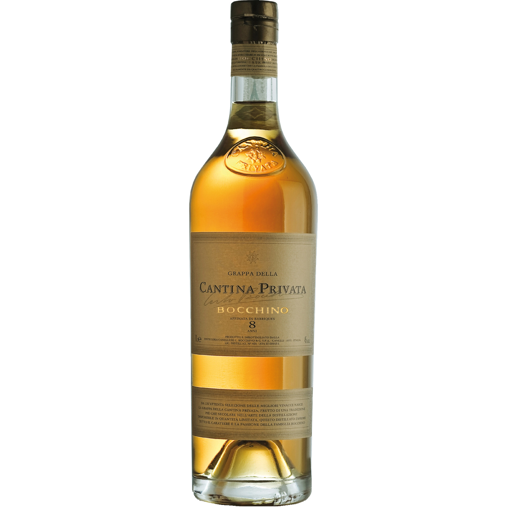 Grappa della Cantina Privata 8 Jahre, 0,70 L, 45% Vol., Spirituosen
