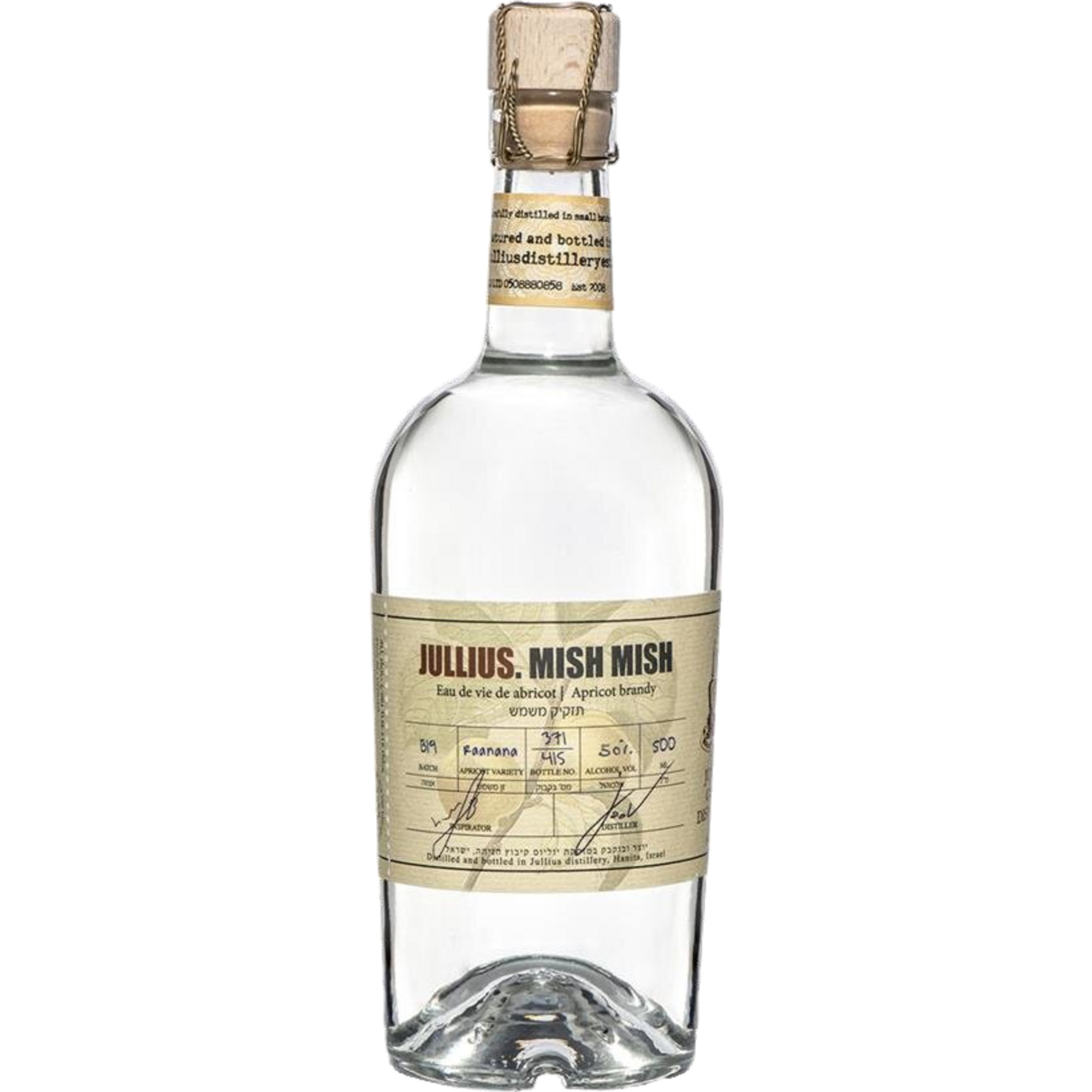 Jullius Mish Apricot Eau de Vie, Israel, 0,5 L, 50% Vol., Spirituosen