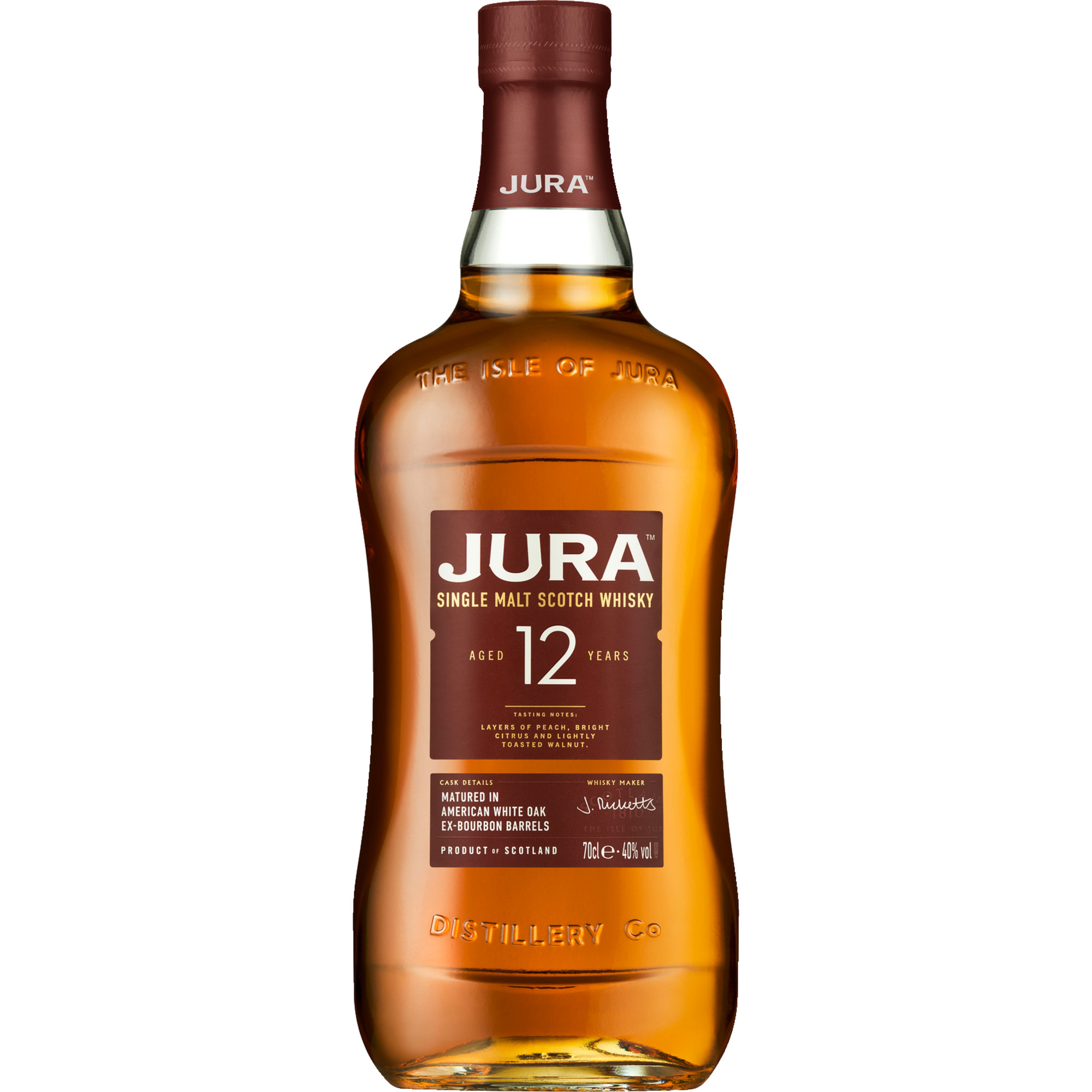 Jura 12 Years Single Malt Scotch Whisky, 0,7L, 40% Vol., Schottland, Spirituosen