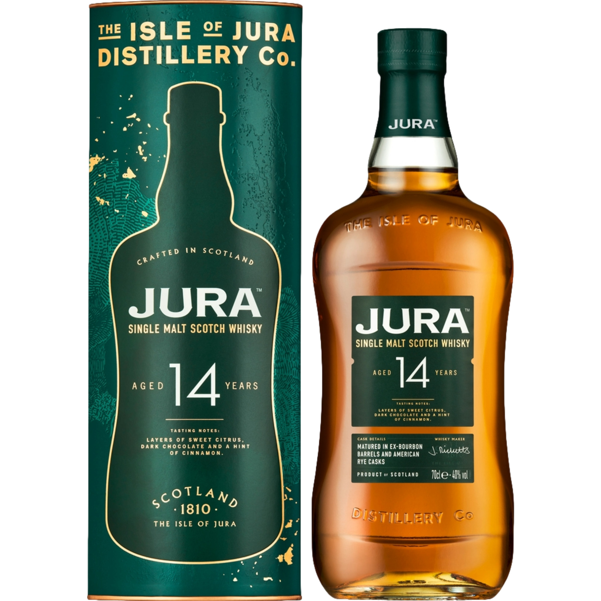 Jura Single Malt 14 Years Rye Cask, 0,7 L, 40% Vol., Spirituosen