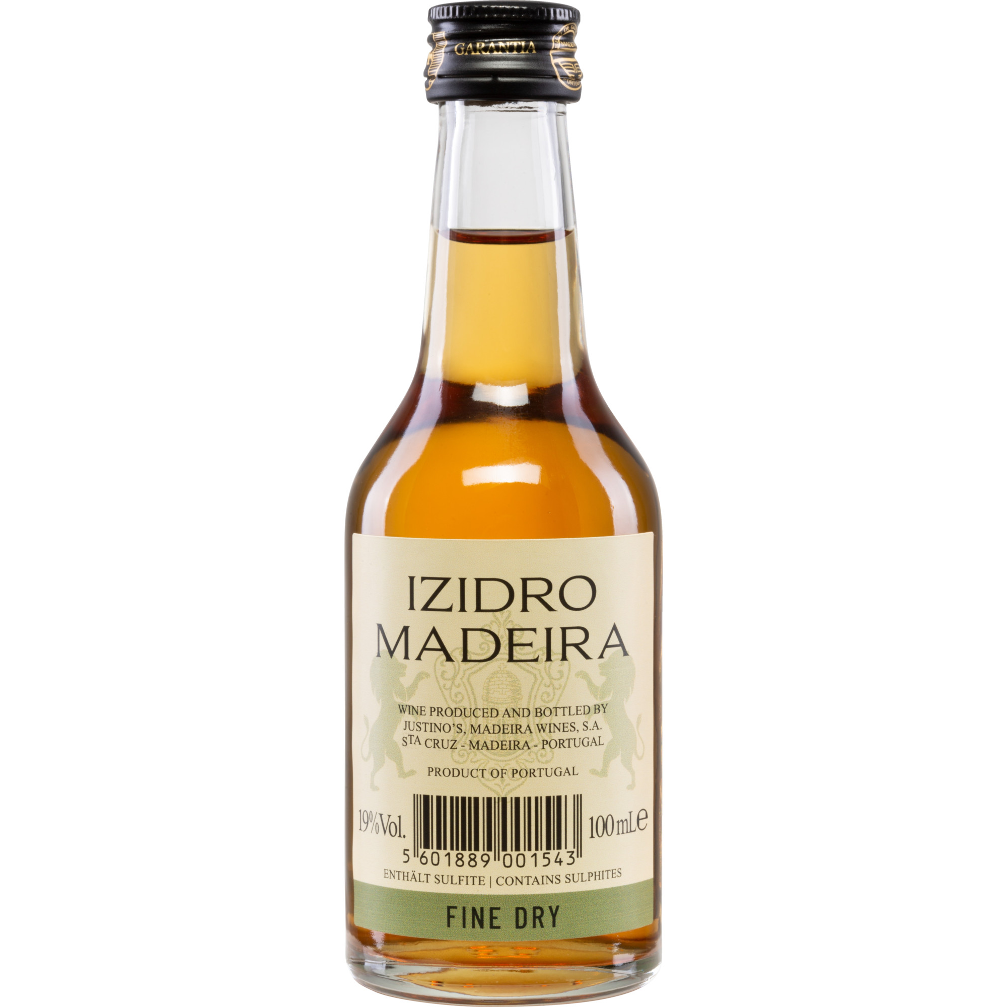 Justino's Fine Dry 3 Years Old Miniatur, Madeira DOC, 0,1 L, 19% Vol., Madeira, Likörwein
