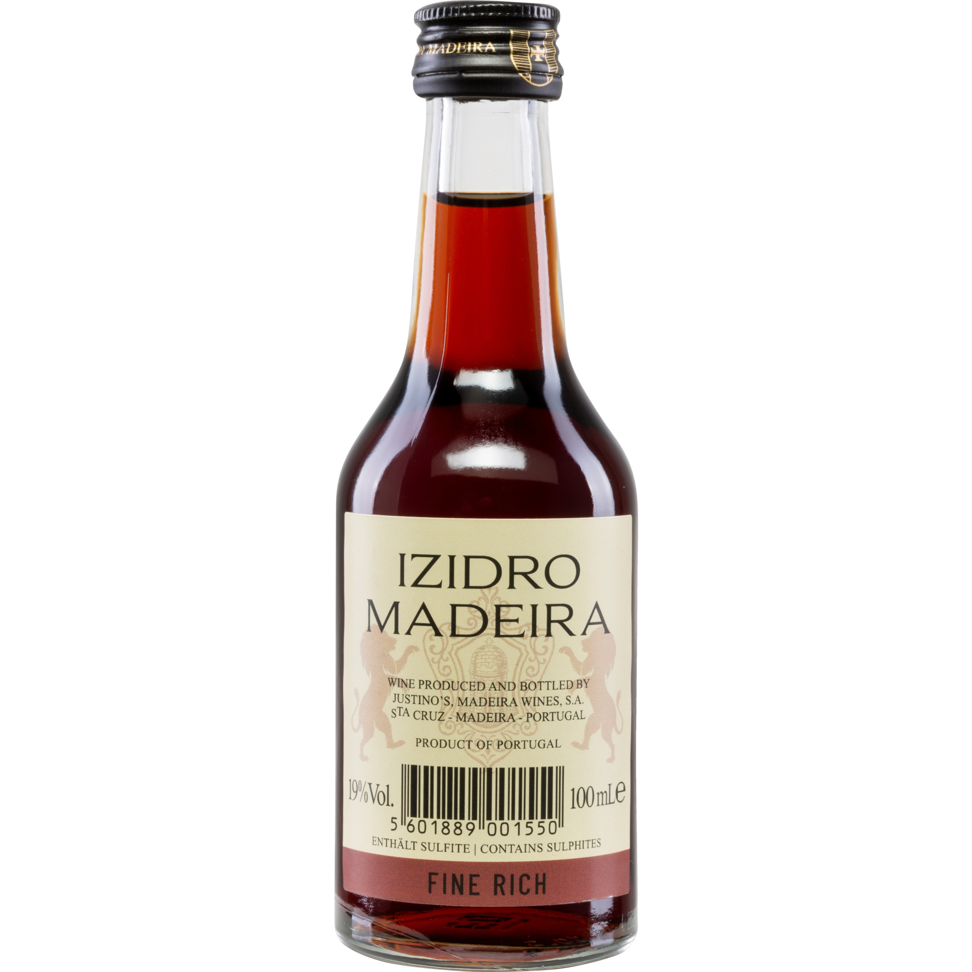 Justino's Fine Rich 3 Years Old Miniatur, Madeira DOC, 0,1 L, 19% Vol., Madeira, Likörwein