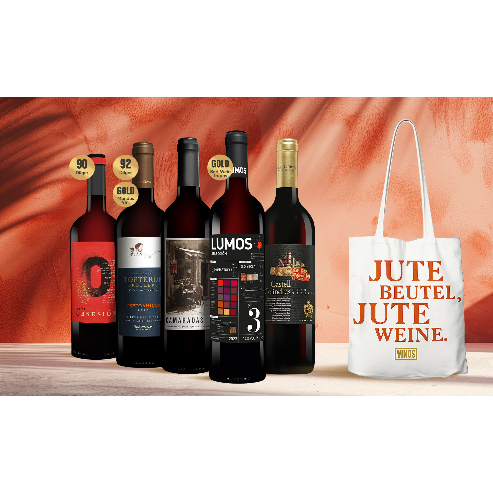 Jute (Rot)Weine-Paket 3.75L Weinpaket aus Spanien