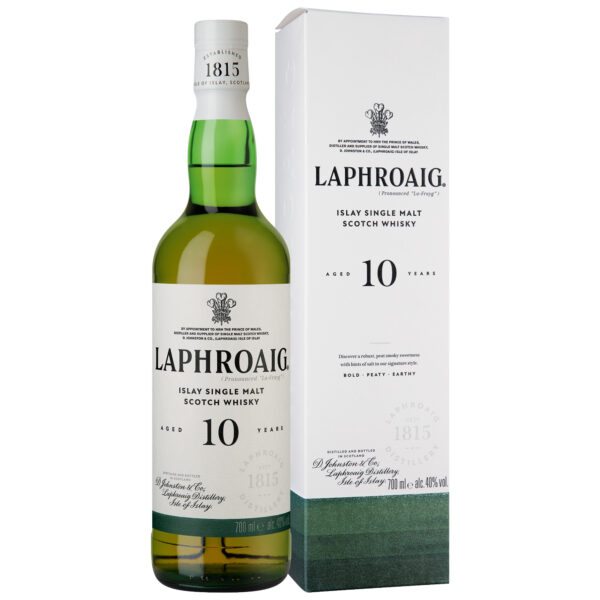 Laphroaig 10 YO Islay Single Malt Scotch Whisky, 40 % vol. 0,7 L, Schottland, Spirituosen