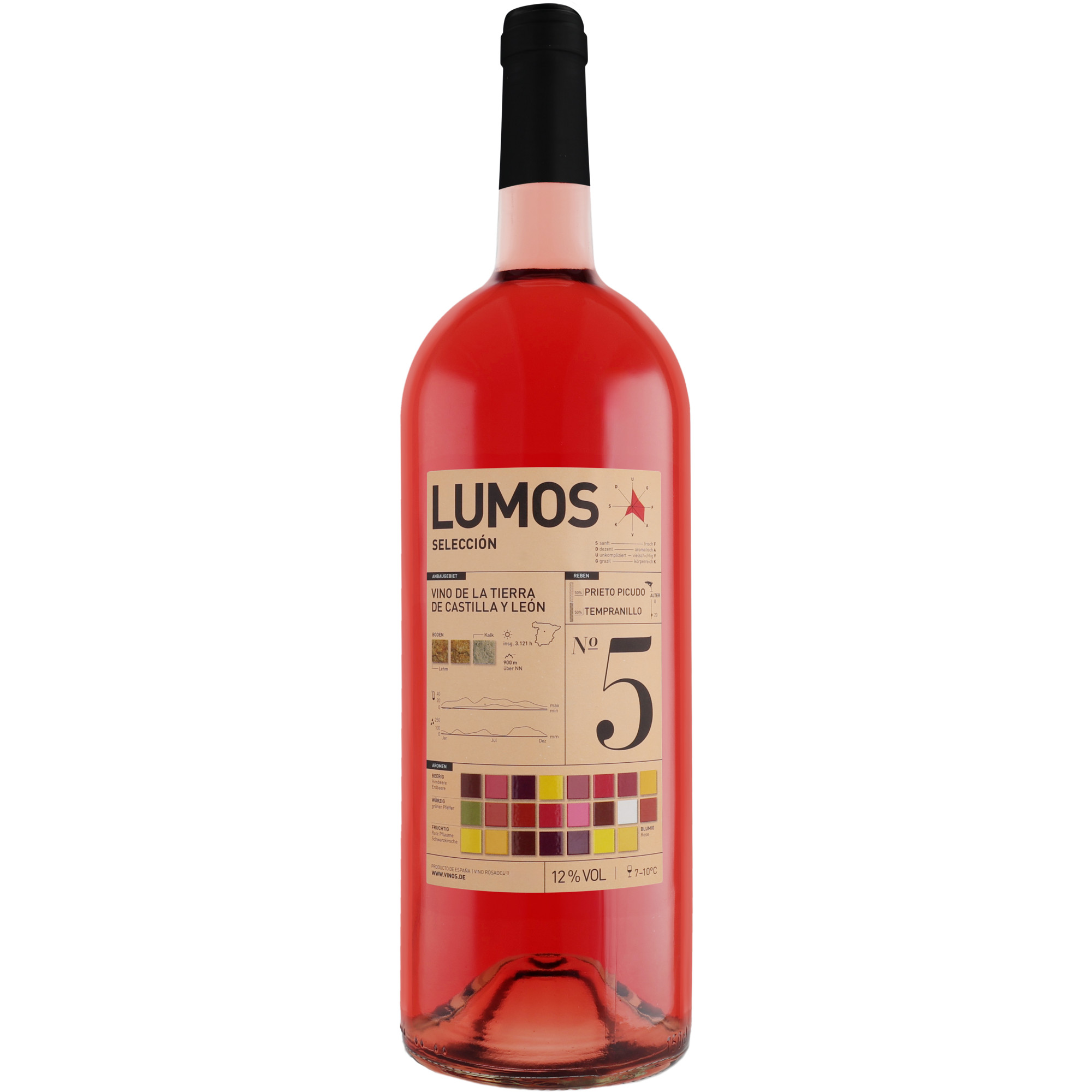 LUMOS No.5 Rosado 2025 1.5L 12% Vol. Roséwein Trocken aus Spanien