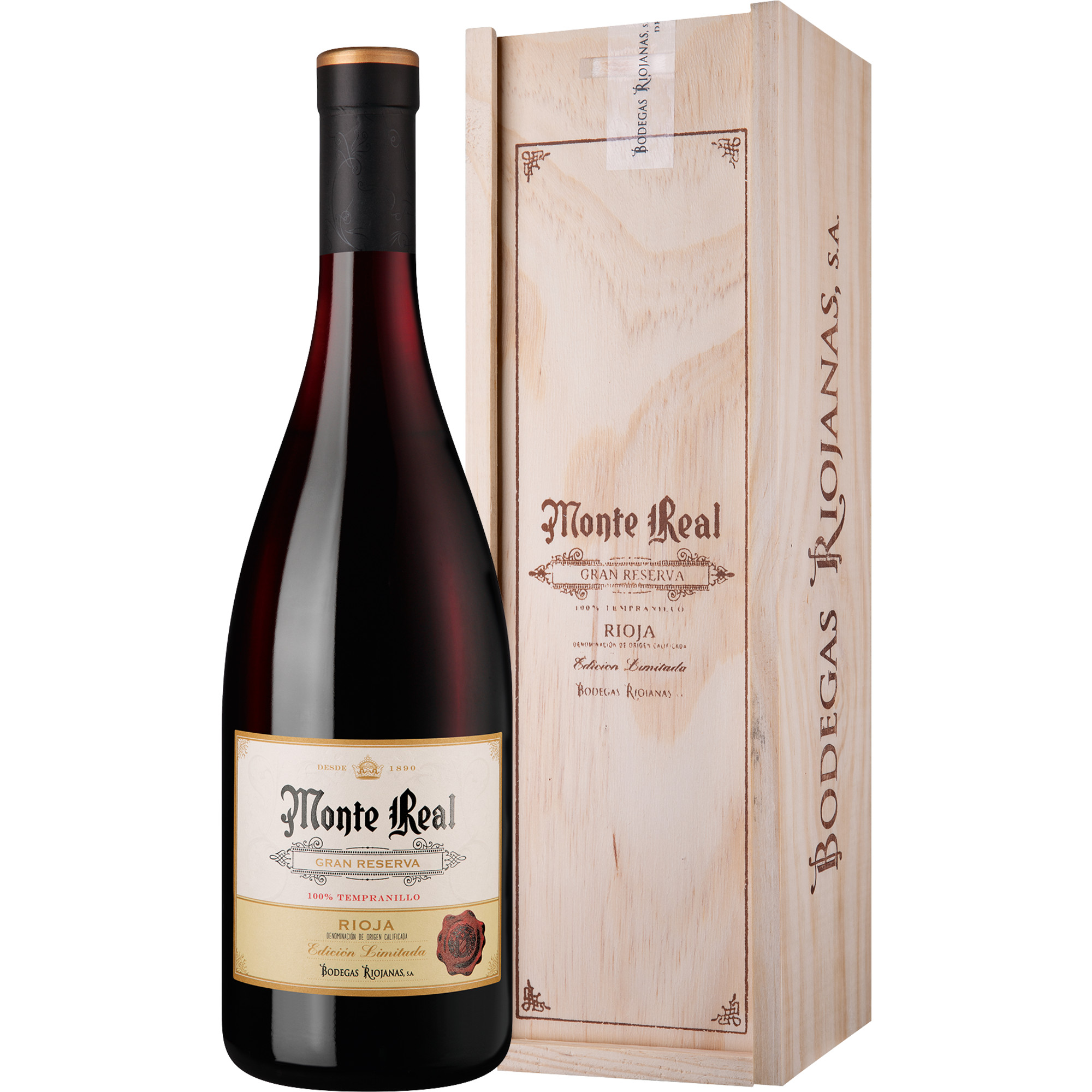 Monte Real Rioja Gran Reserva Edición Limitada, Rioja DOCa, in 1er Holzkiste, Rioja, 2009, Rotwein