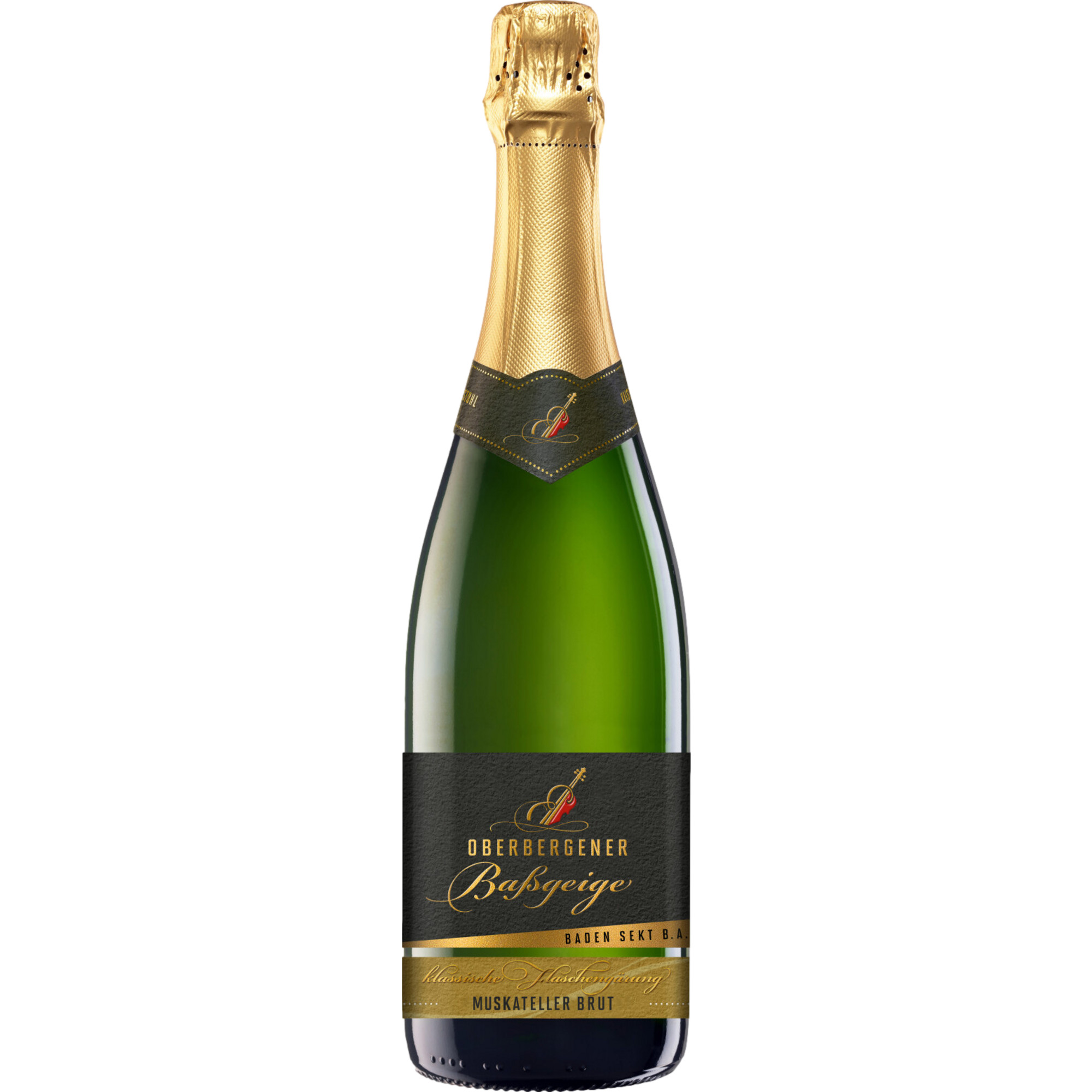 Oberbergener Baßgeige Muskateller, Brut, Baden, Baden, 2023, Schaumwein