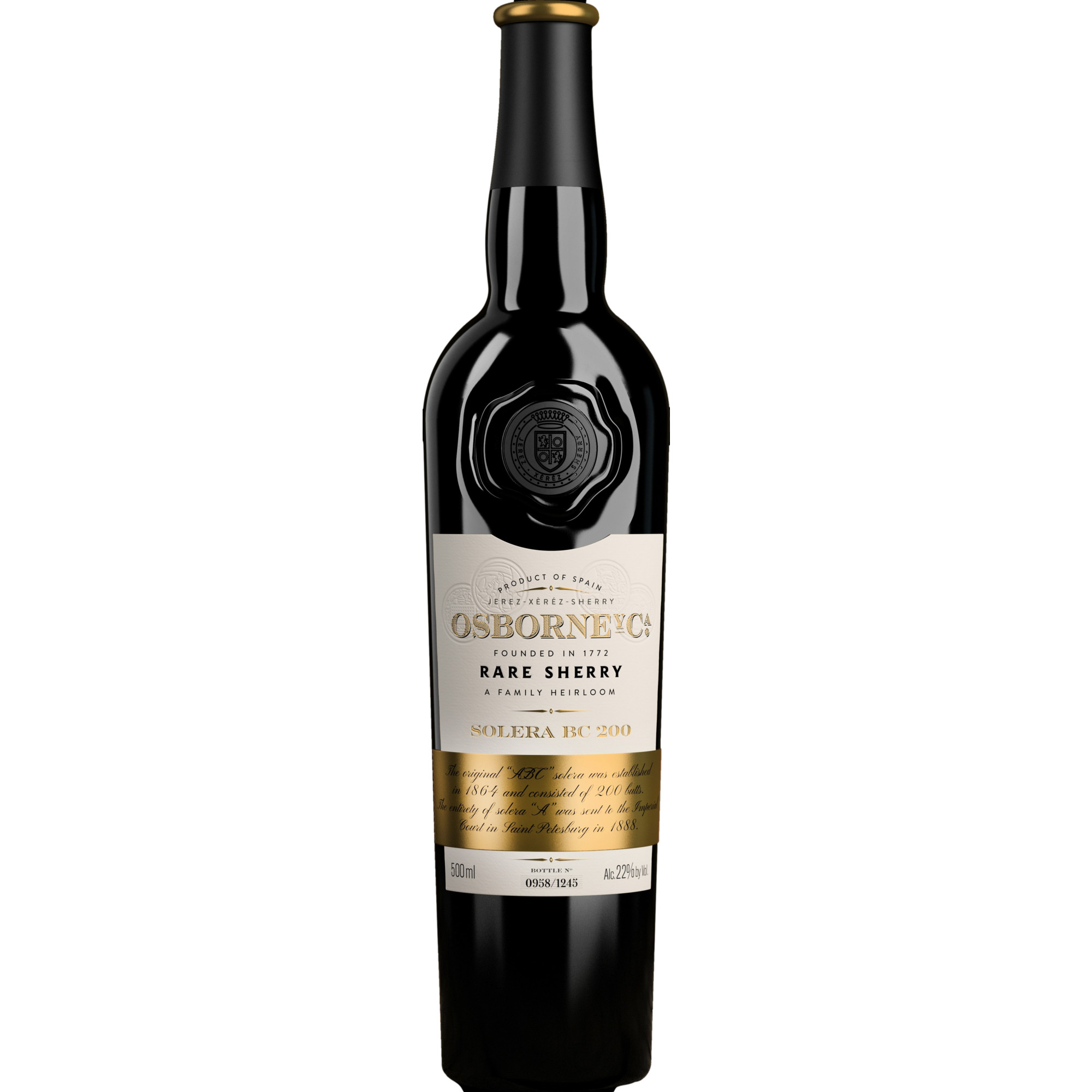 Osborne Rare Sherry Oloroso Medium Solera BC200, Jerez-Xérès-Sherry DO, 0,5 L, 22% Vol., Spirituosen