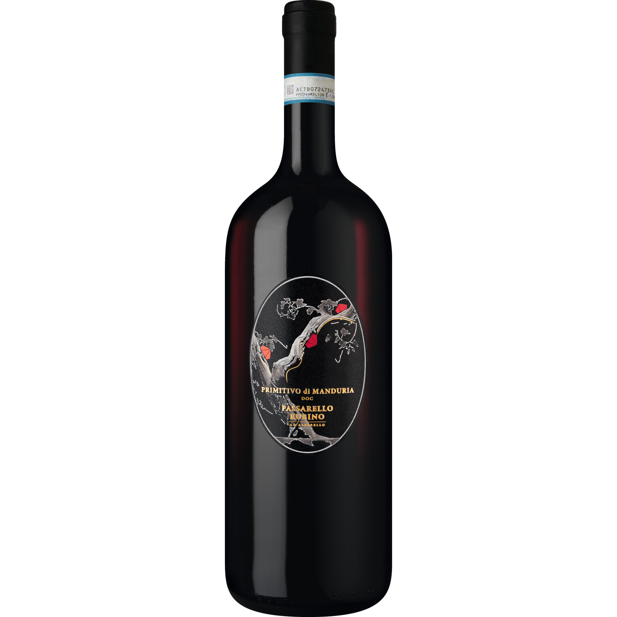 Passarello Rubino Primitivo di Manduria, Primitivo di Manduria DOC, ad Alberello, Magnum, Apulien, 2024, Rotwein