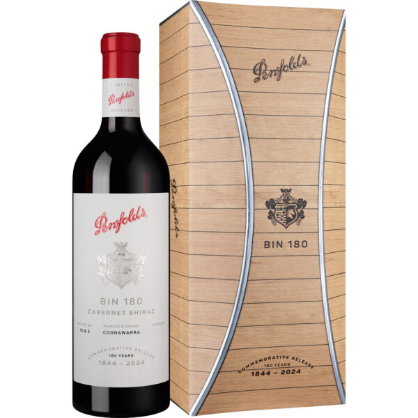 Penfolds Bin 180 Cabernet Shiraz, Coonawarra, Geschenkverpackung, South Australia, 2021, Rotwein