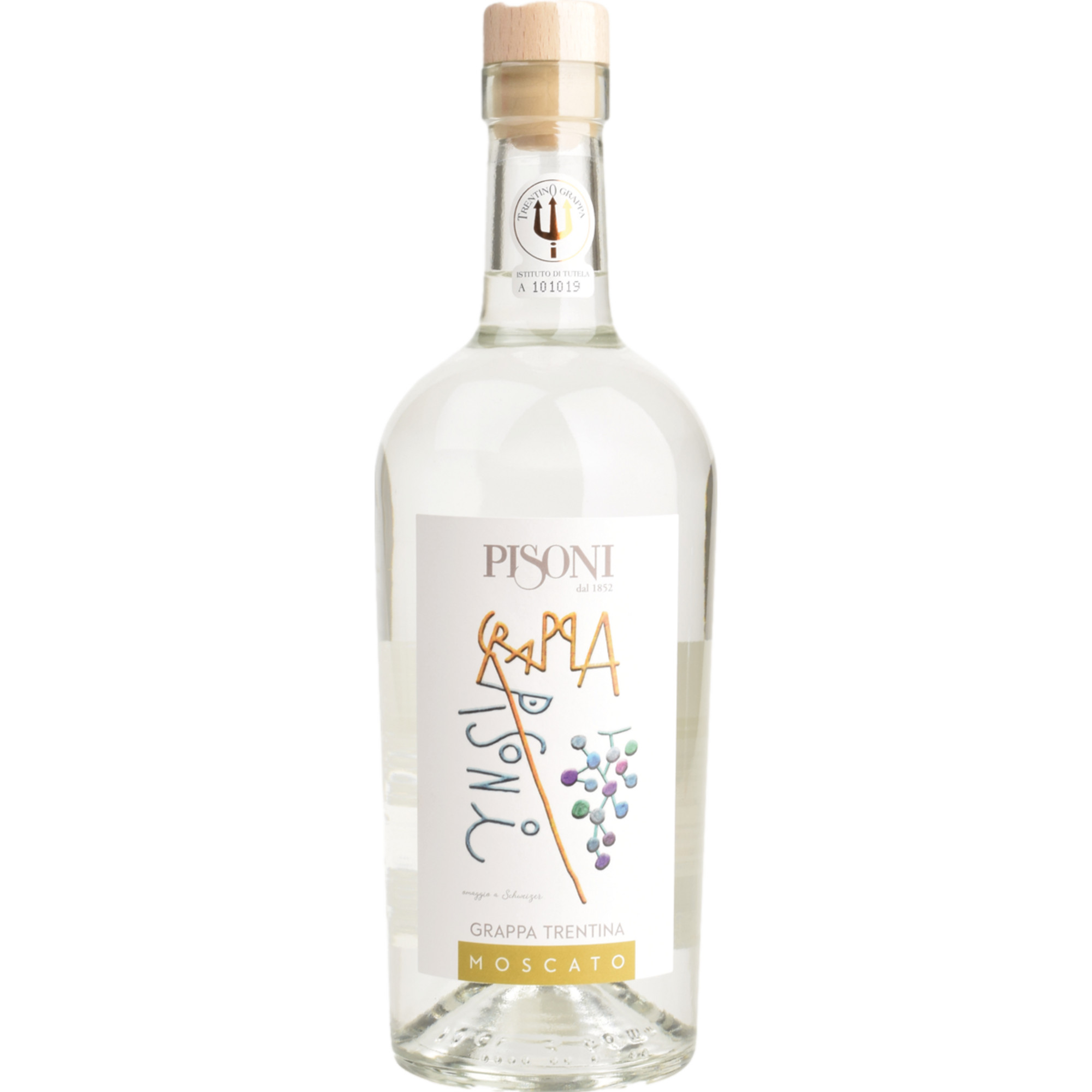 Pisoni Grappa Moscato, Italien, 0,7 L, 43% Vol., Trentino, Spirituosen