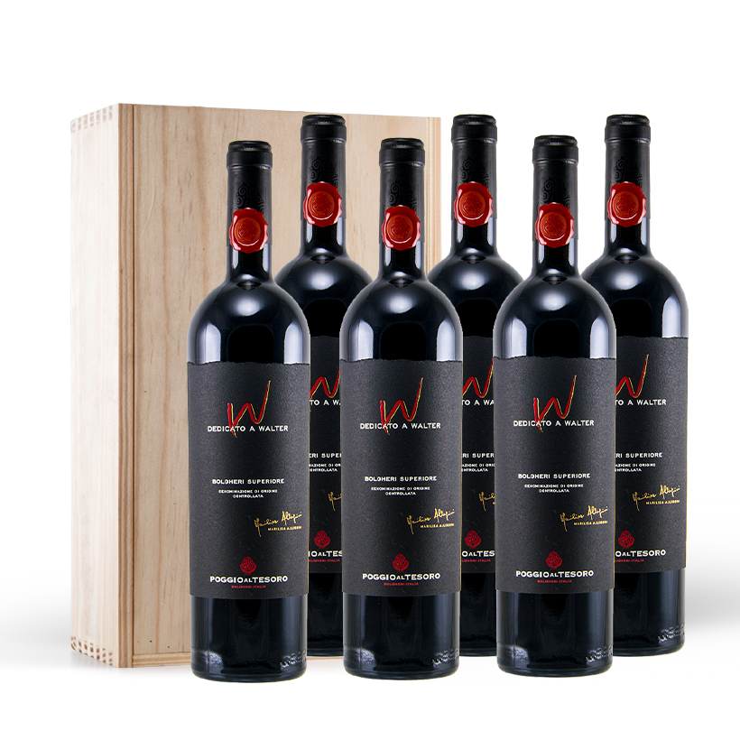 Poggio al Tesoro Dedicato a Walter Bolgheri Superiore DOC 2015 6 Flaschen in Original Holzkiste