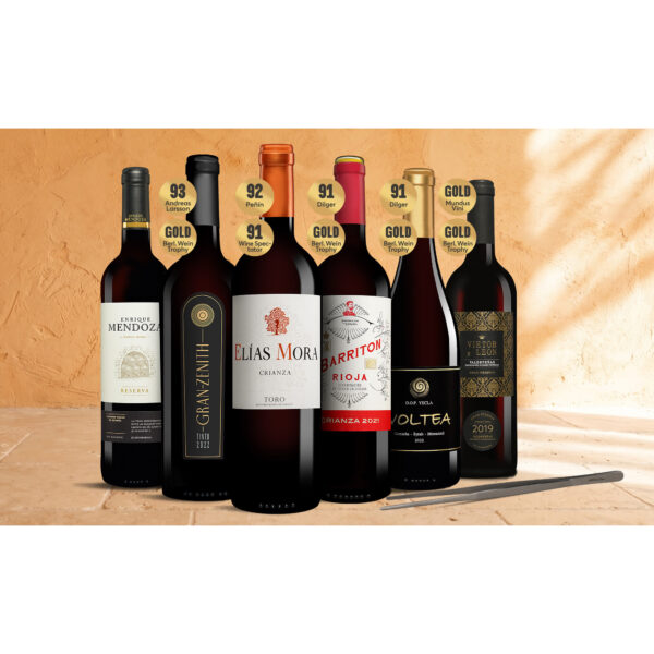 Premium Grillpaket + gratis Grillpinzette 4.5L Weinpaket aus Spanien