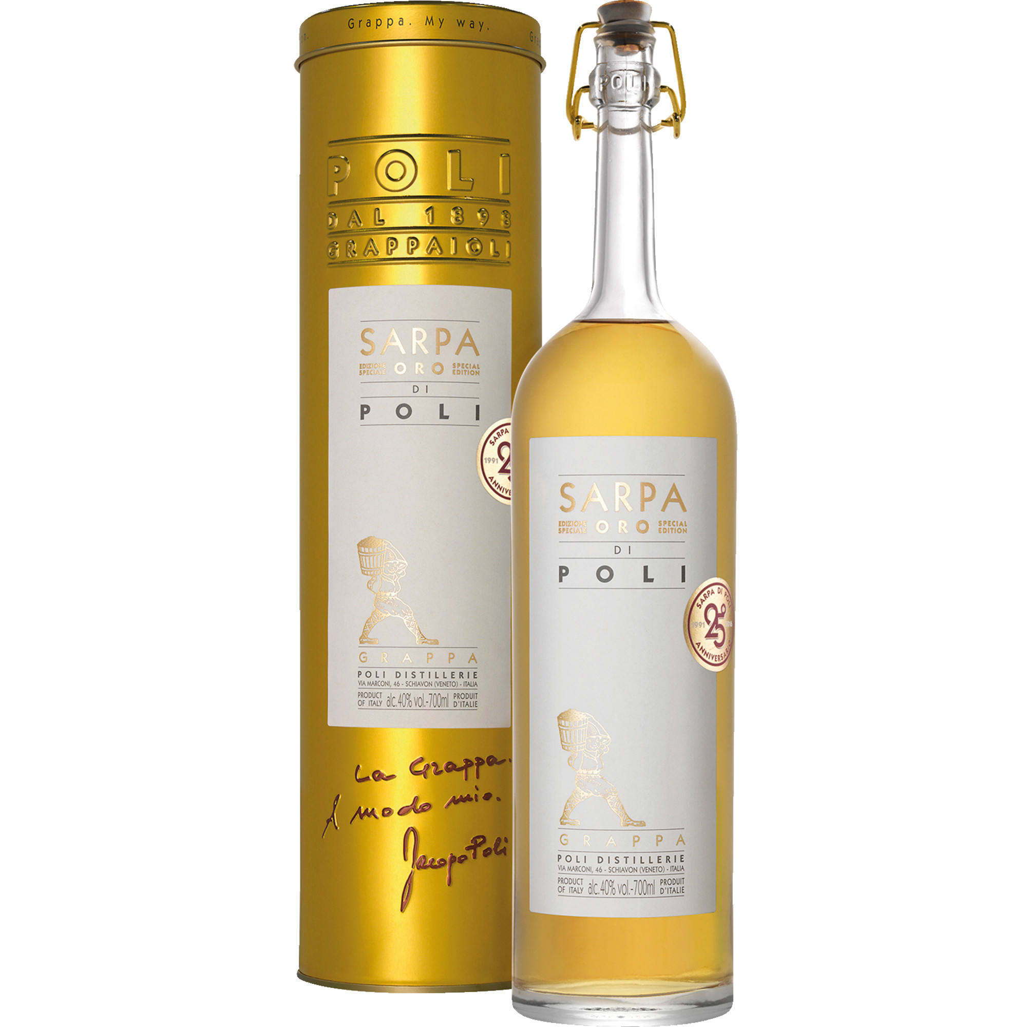 Sarpa Oro di Poli, Grappa, Venetien, 0,7L, 40% Vol., in Metalletui, Spirituosen
