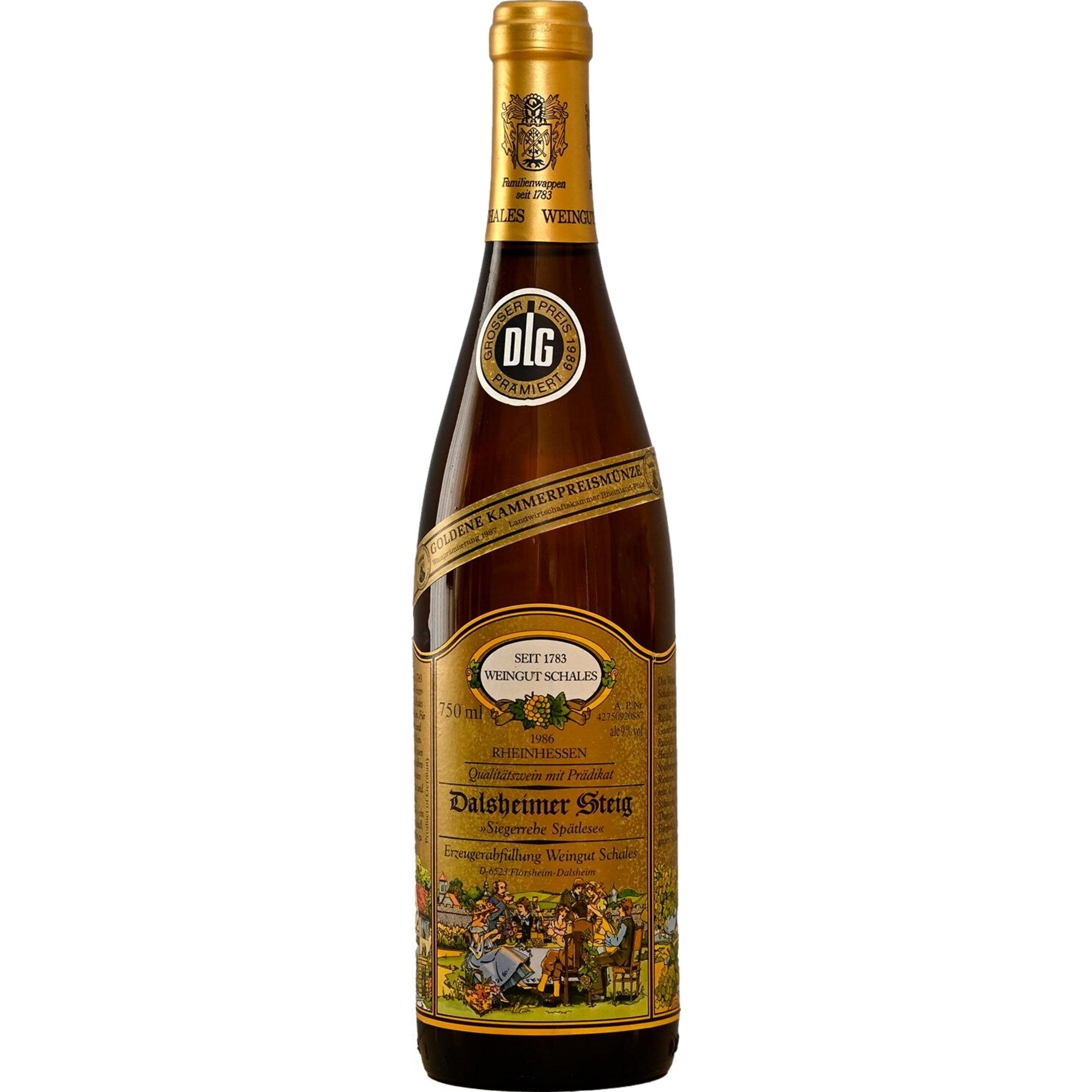Schales Dalsheimer Steig Siegerrebe Spätlese, Lieblich, Rheinhessen, Rheinhessen, 1986, Weißwein