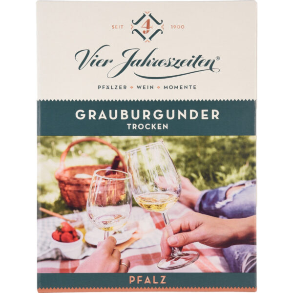 Vier Jahreszeiten Grauburgunder, Trocken, Pfalz, Bag in Box, 3L, Pfalz, 2025, Weißwein