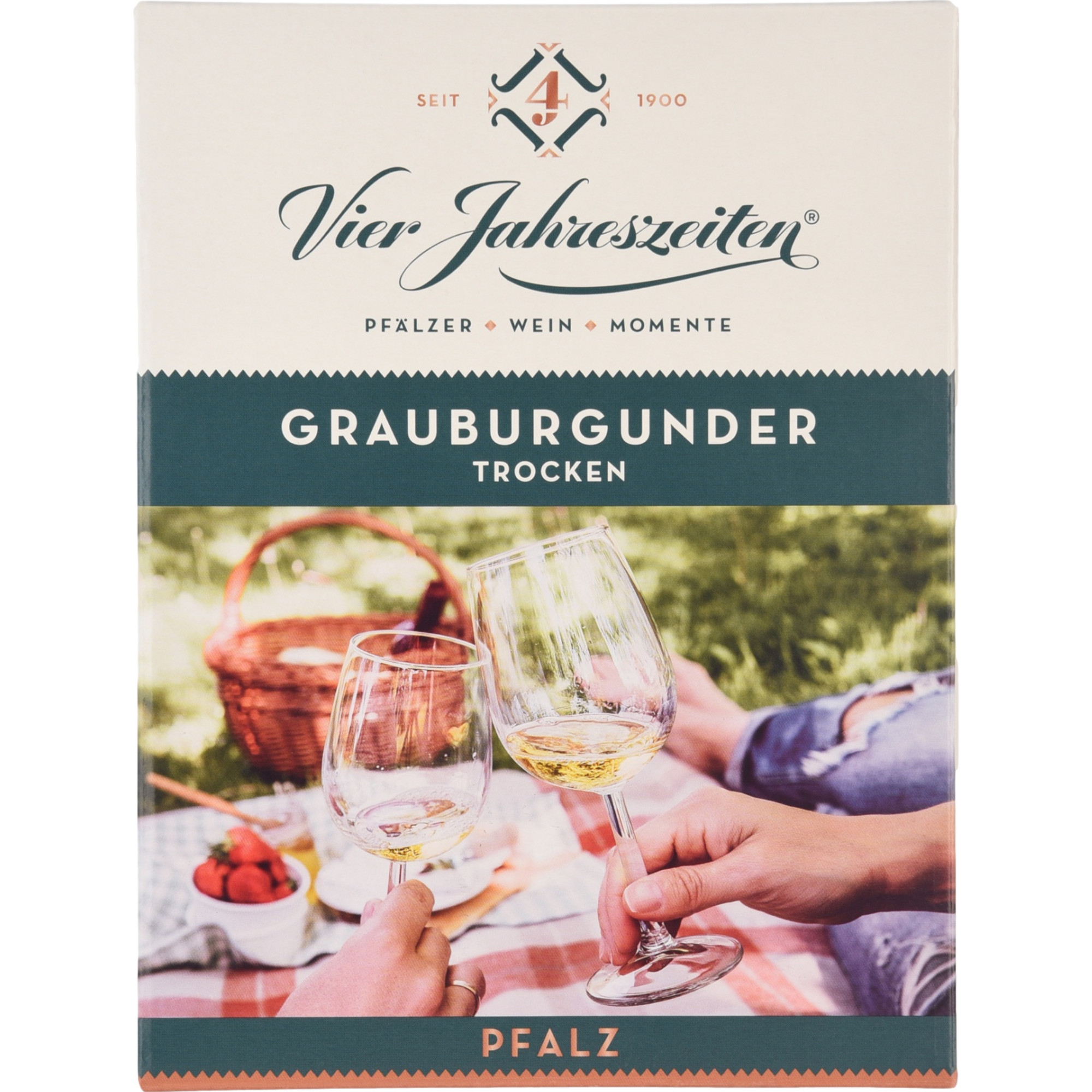 Vier Jahreszeiten Grauburgunder, Trocken, Pfalz, Bag in Box, 3L, Pfalz, 2025, Weißwein