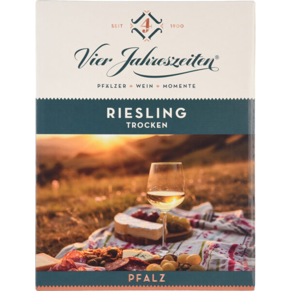 Vier Jahreszeiten Riesling, Trocken, Pfalz, Bag in Box, 3L, Pfalz, 2025, Weißwein