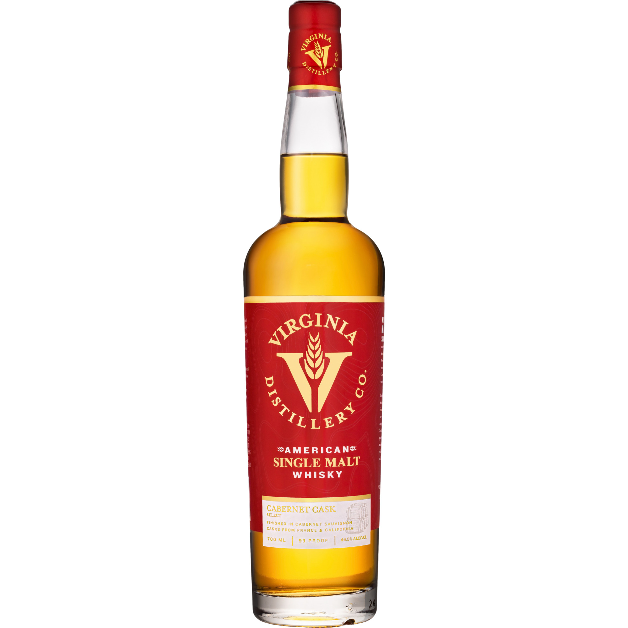 Virginia Single Malt Whiskey Cabernet Cask, 0,7 L, 46,5 % Vol., Spirituosen