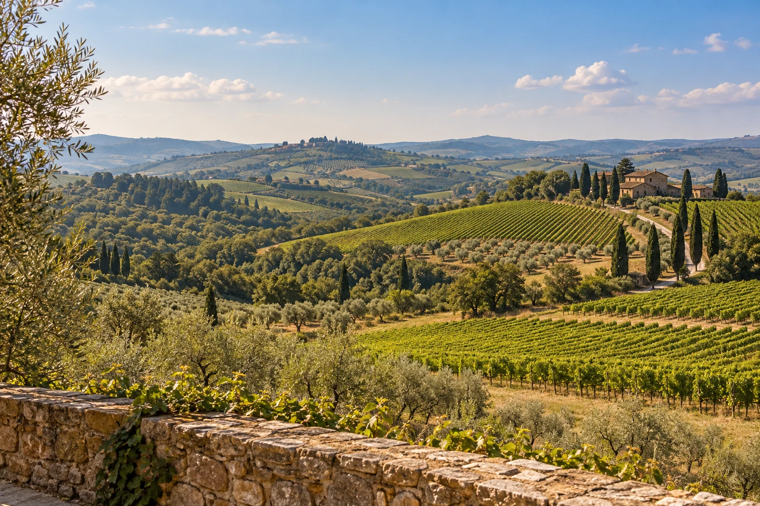 Generiertes Symbolmotiv einer Weinlandschaft in Italien